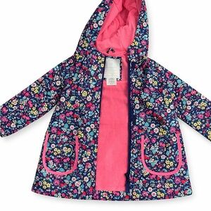 Carter’s toddler girls floral hooded rain coat, 24 months, like new